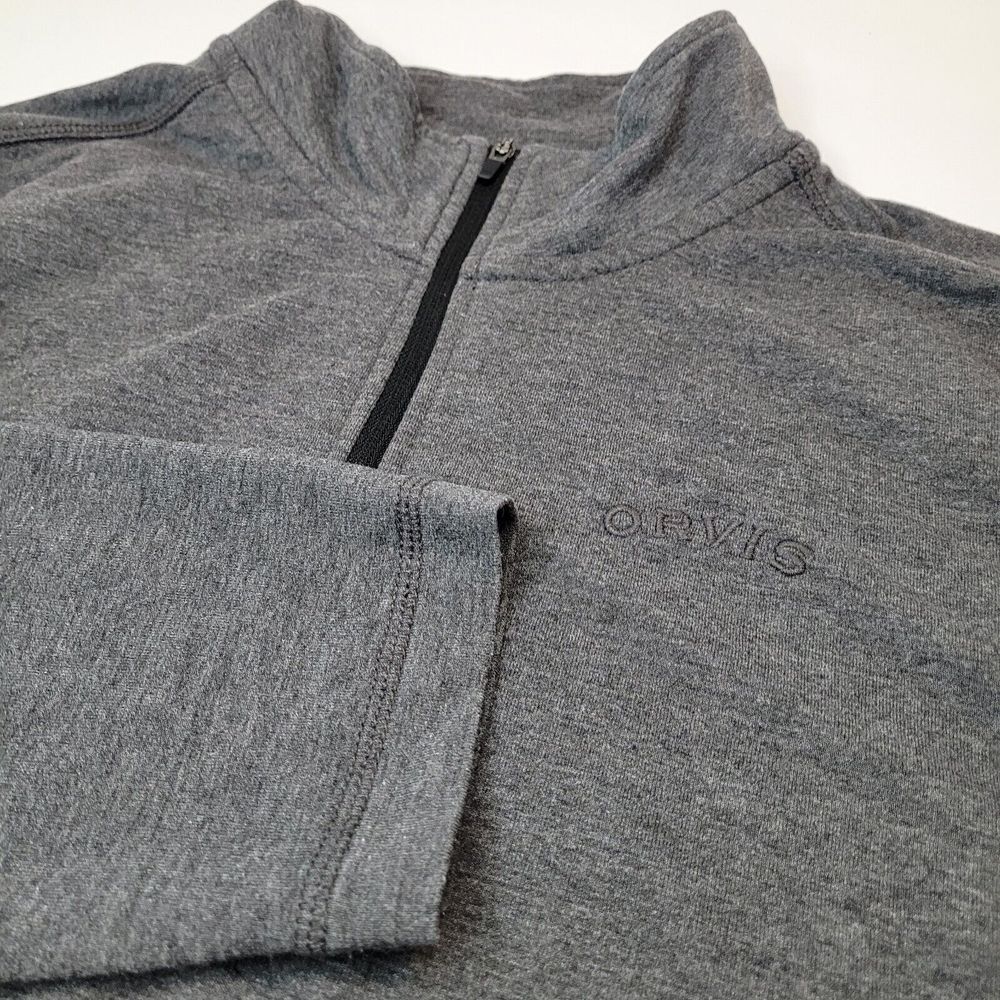 Orvis Quarter Zip Pullover Mens Medium Gray Excellent Classic Collection Soft